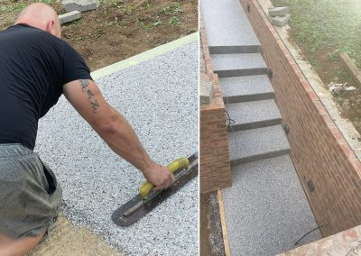Man working on resin bound pathway