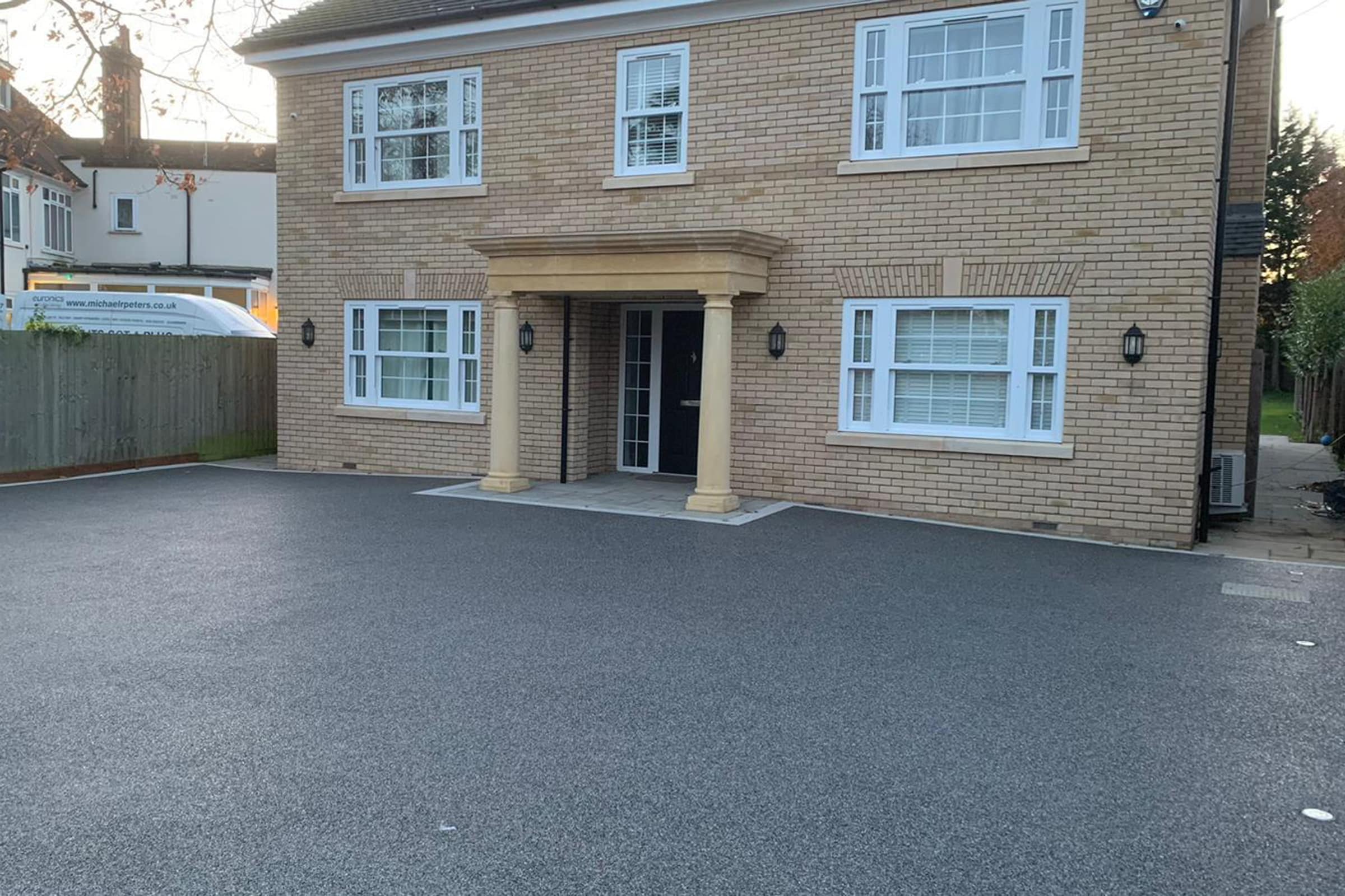 Newly installed resin-bound driveway surface