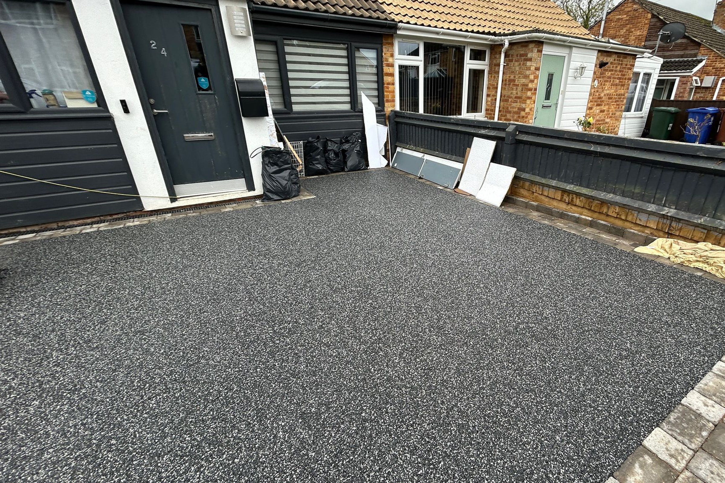 Newly installed resin-bound driveway surface