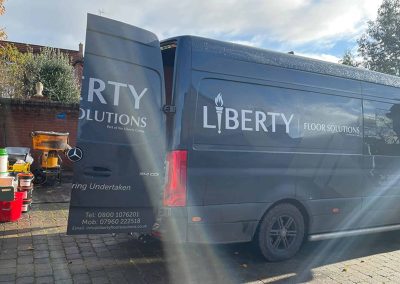 Resin construction materials and Liberty Driveways van