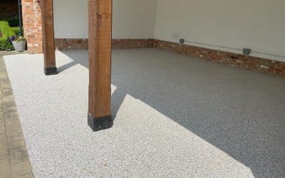 Resin bound – Open fronted garage, Brigstock