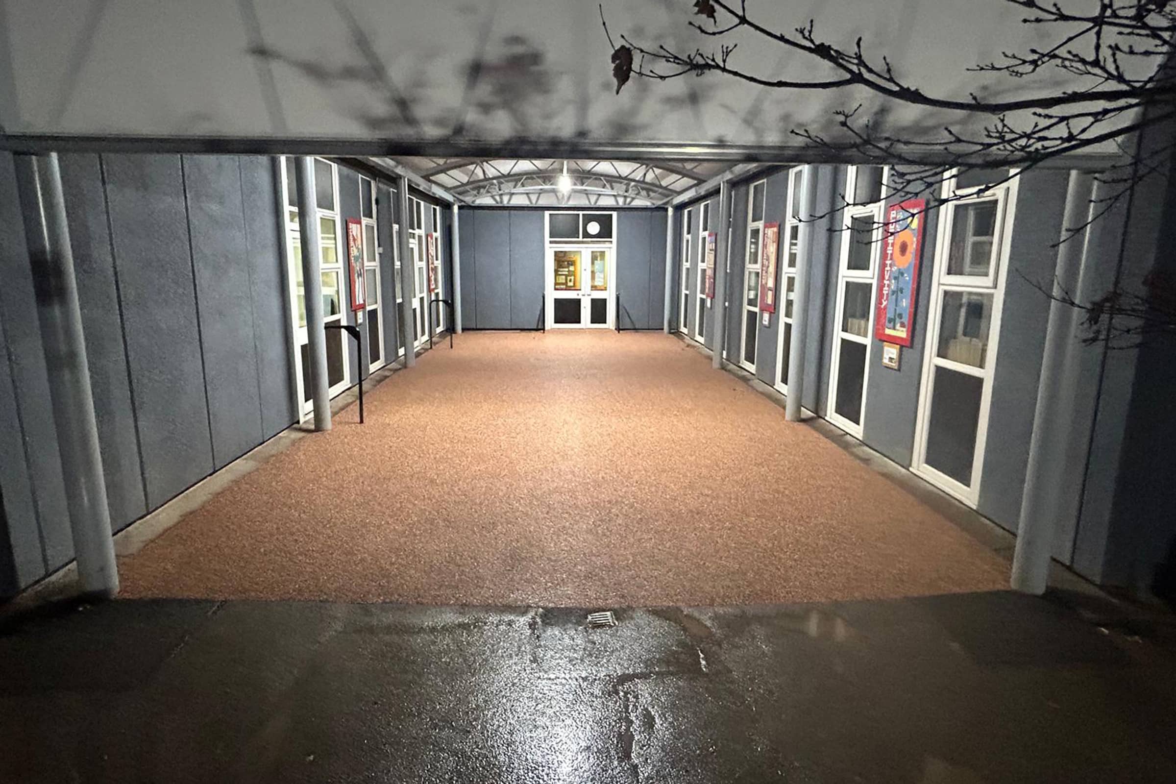 Newly installed resin-bound surface